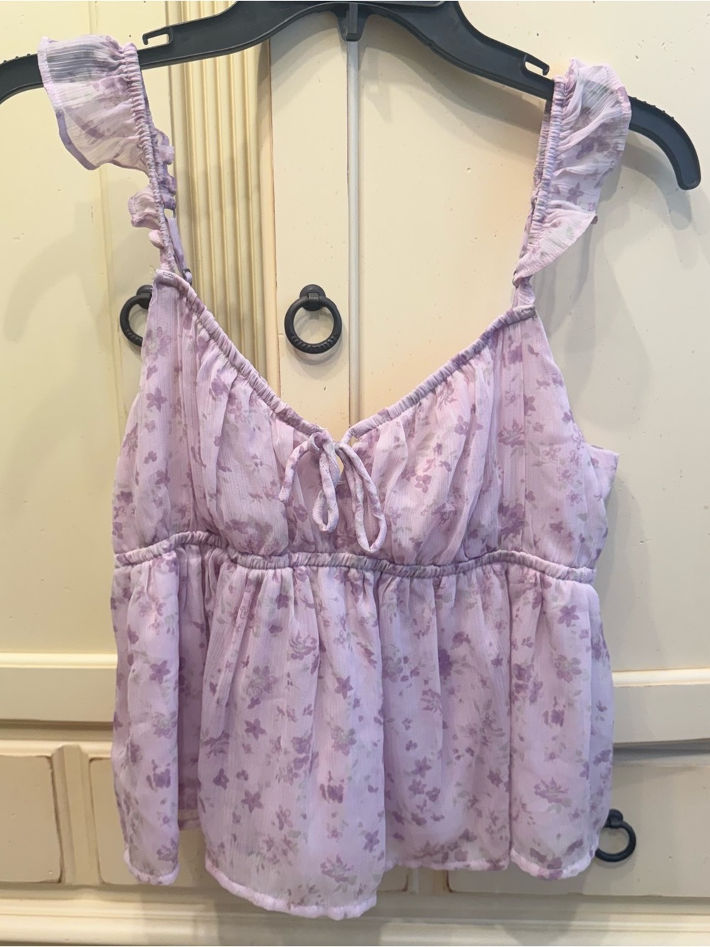 Hollister Lavender Floral Ruffle-Strap Camisole